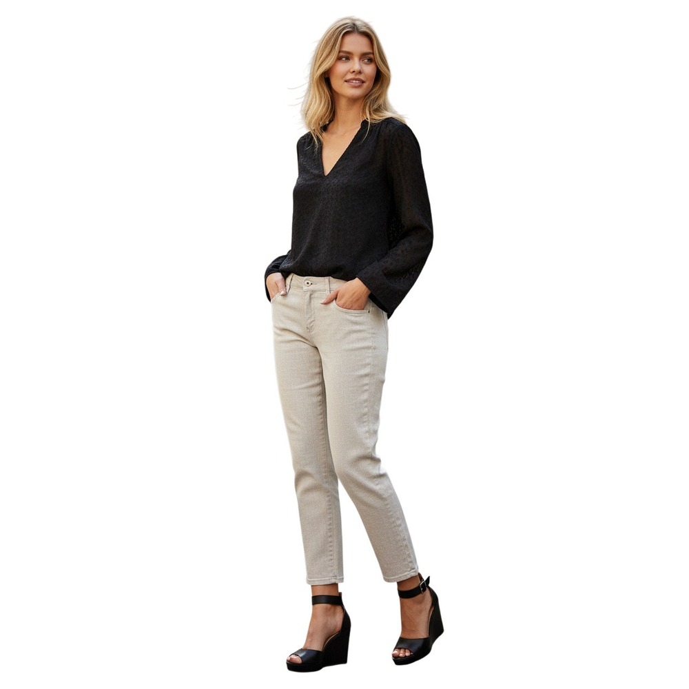 L'AGENCE Roselyn High Rise Cropped Trouser Ecru Linen Blend Pant 25 Fits 26 $285